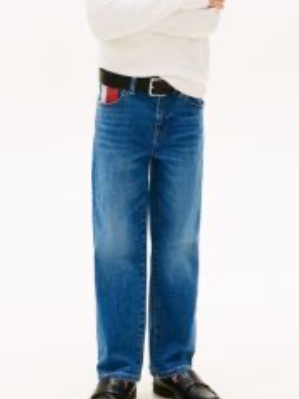 Tommy Hilfiger Boys Blue Straight-Leg Jeans with Red Accent